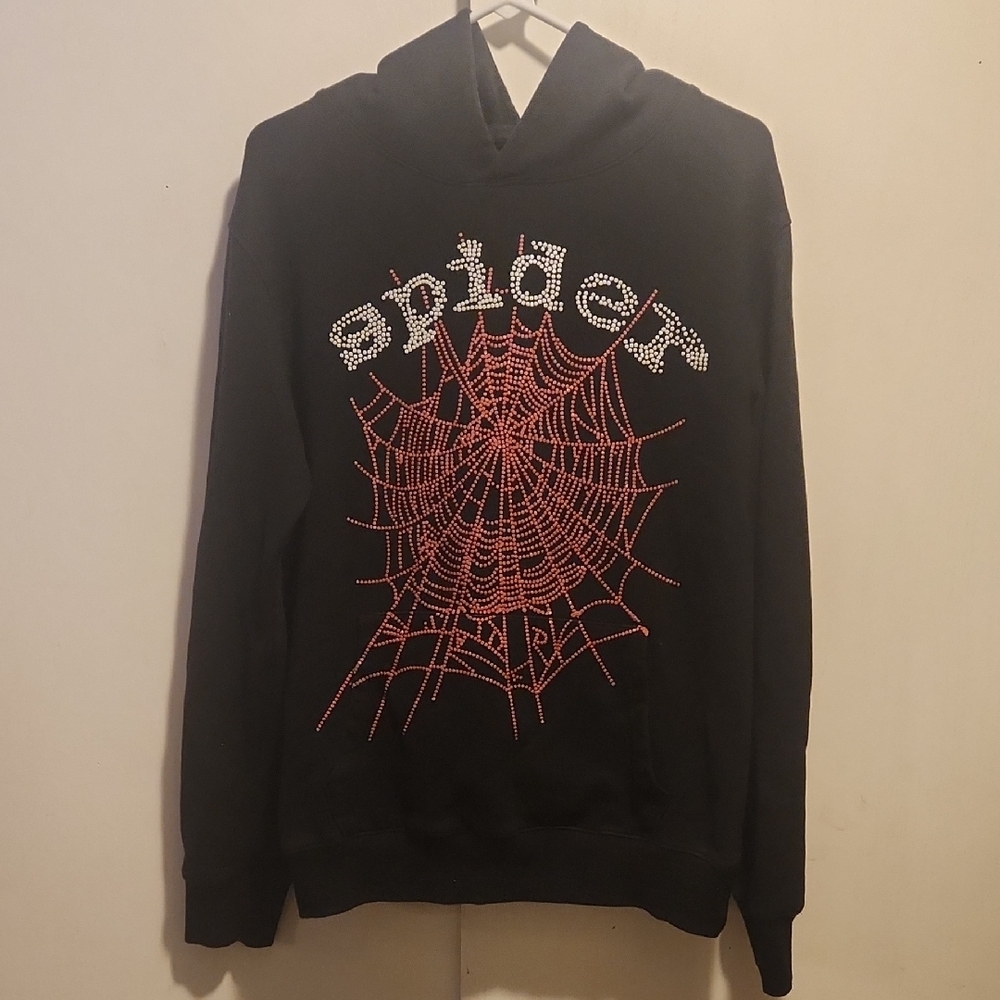Spyder Black Hoodie with Red Web Graphic